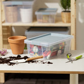 Storage box with blue lid